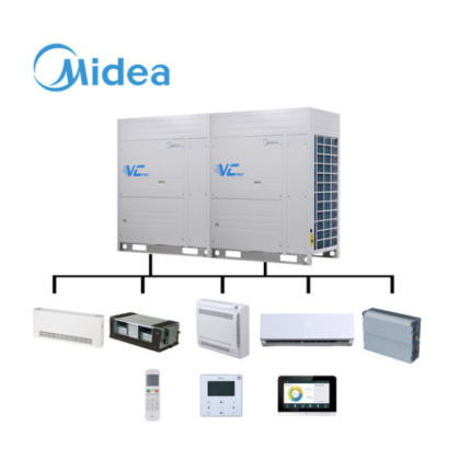Industrial VRF Hybrid System, The new Hybrid VRF system from Midea Electric cuts energy costs in half by simultaneously heating and cooling.